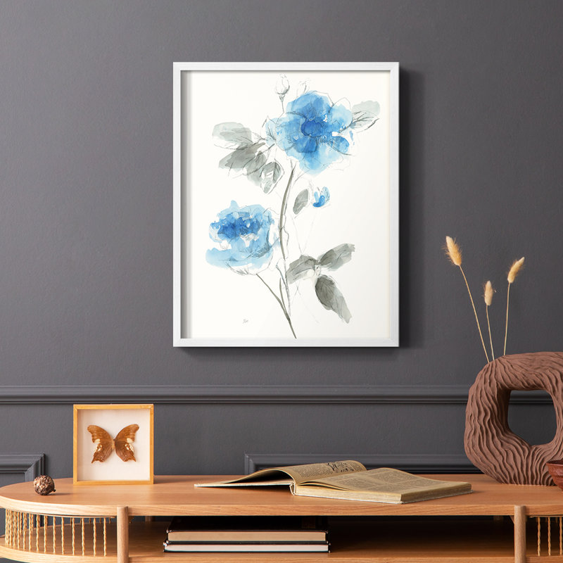 Sketchy I Framed Print - Solid Wood, White, 20" H x 16" W