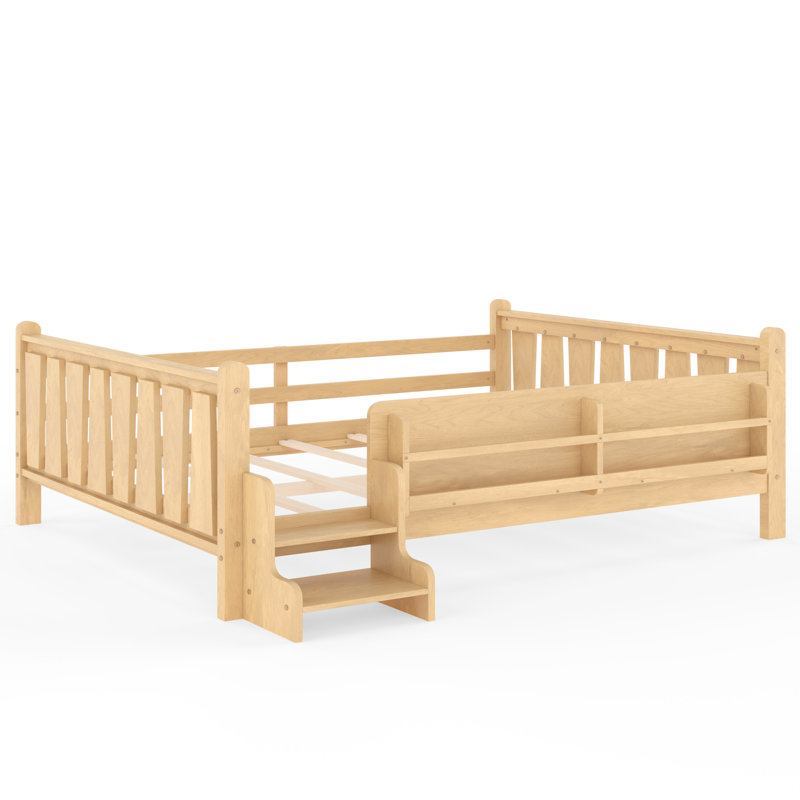 Grand lit au sol en bois compact avec rangement