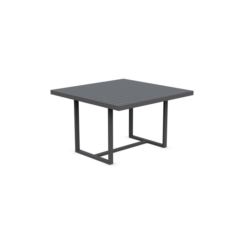 Pavia 48" Power Coated Aluminum Dining Table, Matte Charcoal