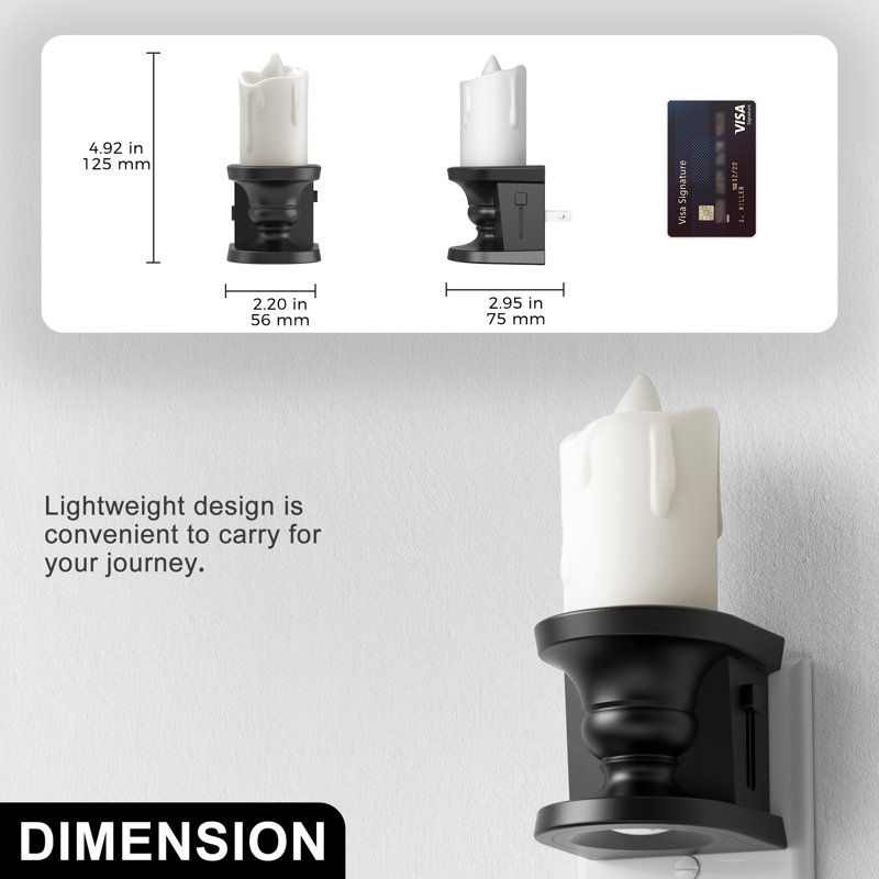 2 Pack Flickering Flame Dimmable 3000K Candle Night Light Set
