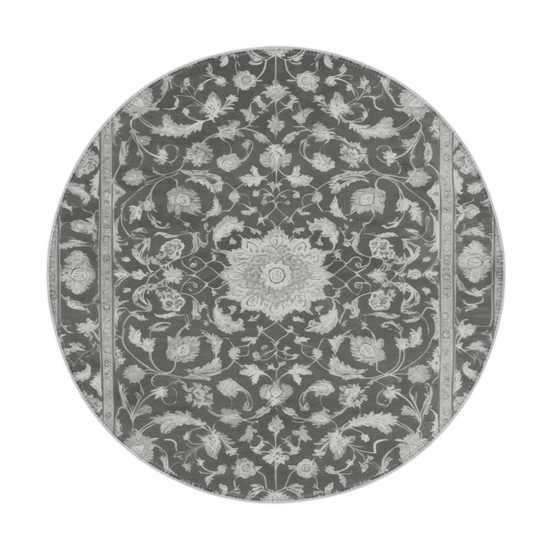 Tapis gris d'intérieur et d'extérieur Tabriz, Rond 5 pi
