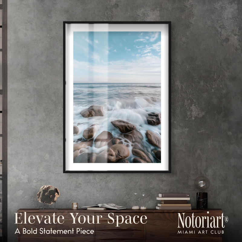 «Rocky Beach Dynamics Shadowbox Print Coastal Art Prints» par Notoriart, H 55 po x l 37 po, Noir