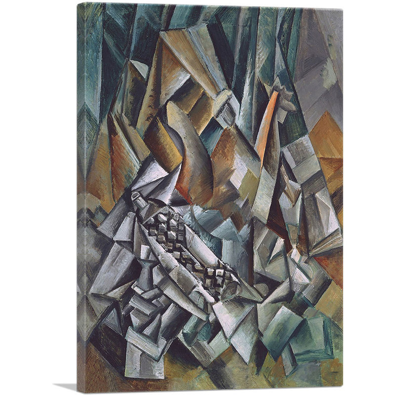 «Still Life with Liqueur Bottle 1909» par Pablo Picasso, reproduction d'art sur toile tendue, H 40 po x l 26 po x P 1,5 po