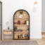 Bibliothèque arquée noire à 4 niveaux avec bibliothèque de 43 po de hauteur et tablettes de rangement-2008907992