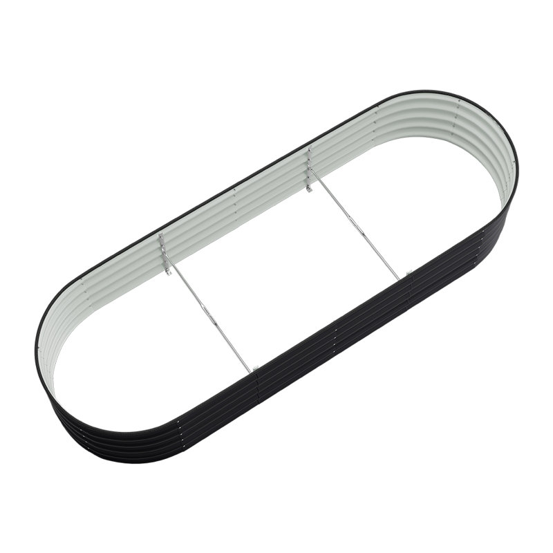 Metal Raised Garden Bed, Black, 42cm H x 240cm W x 80cm D