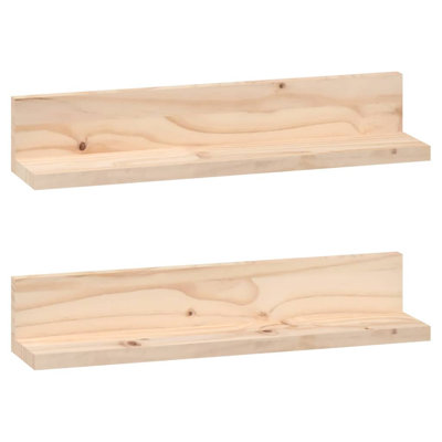 Wall Shelves 2 Pcs Solid Wood Pine