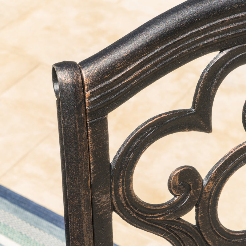 Of 2 Cast Aluminum Chairs, Copper Patina, Rust, Comfortable Seating, Cloud-Like Back, Patio Use 2 Dining Finish, Comfy Seat, ,
