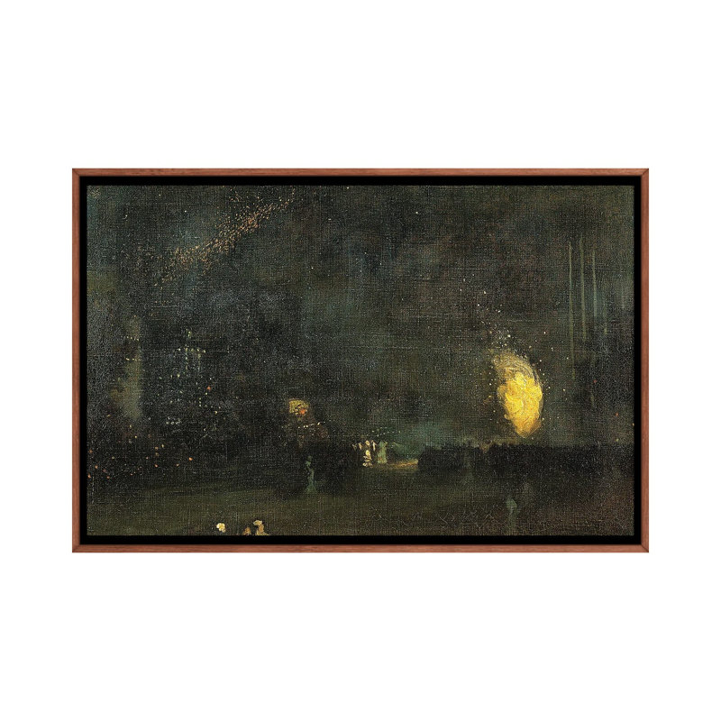 Nocturne noir et or - La roue du feu - reproduction d'art murale - toile encadrée, 40 po x 60 po, Toile avec cadre, Brun