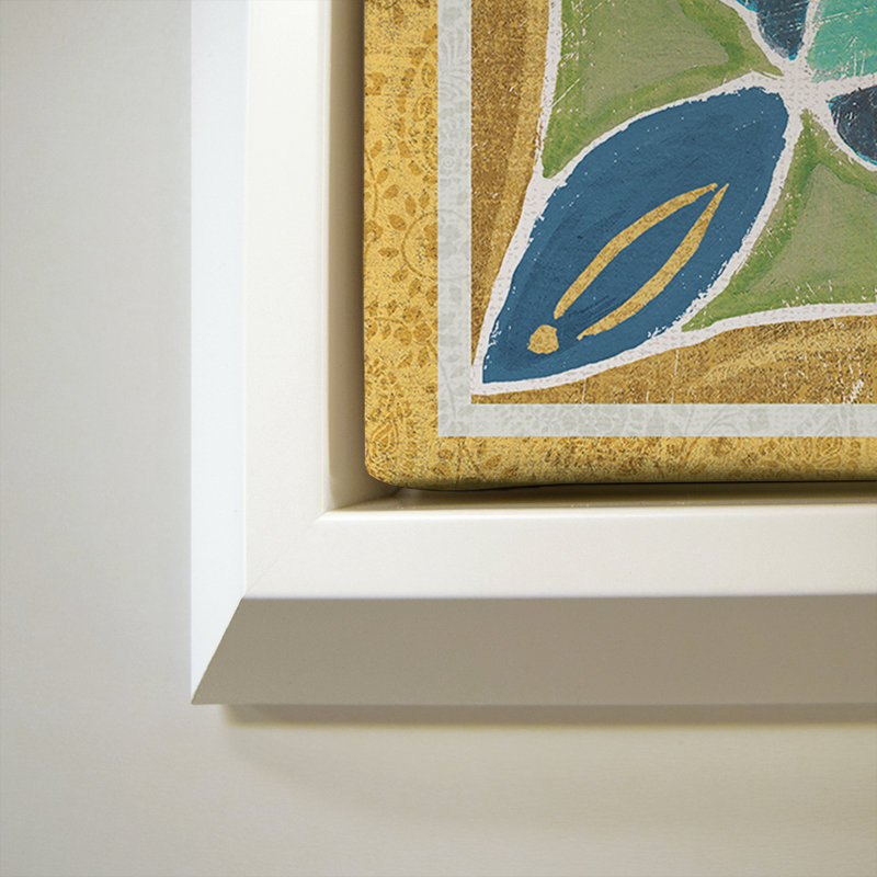 " Free Bird Mexican Tiles I ", 27.5" H x 27.5" W x 2" D, Champagne Floater Frame