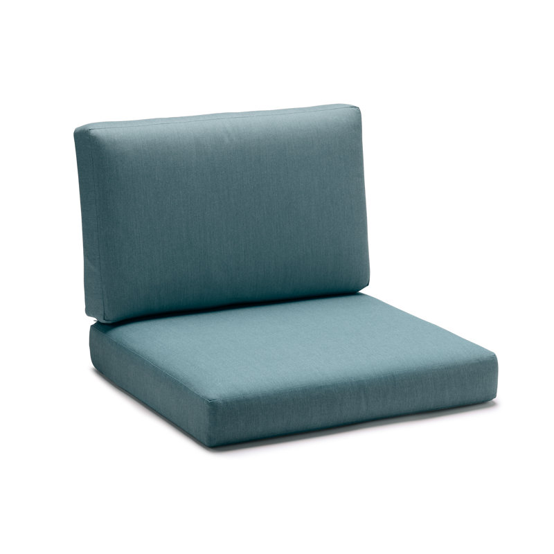 Casual Cushion METADRI(TM) Deep Seat Patio Cushion, Reticulated Foam Dries 50% Faster, Sunbrella Fade & Water Resistant 23"W x 24"D, 4" thick; Back 23"W x 19"H, 4" thick, Cast Breeze