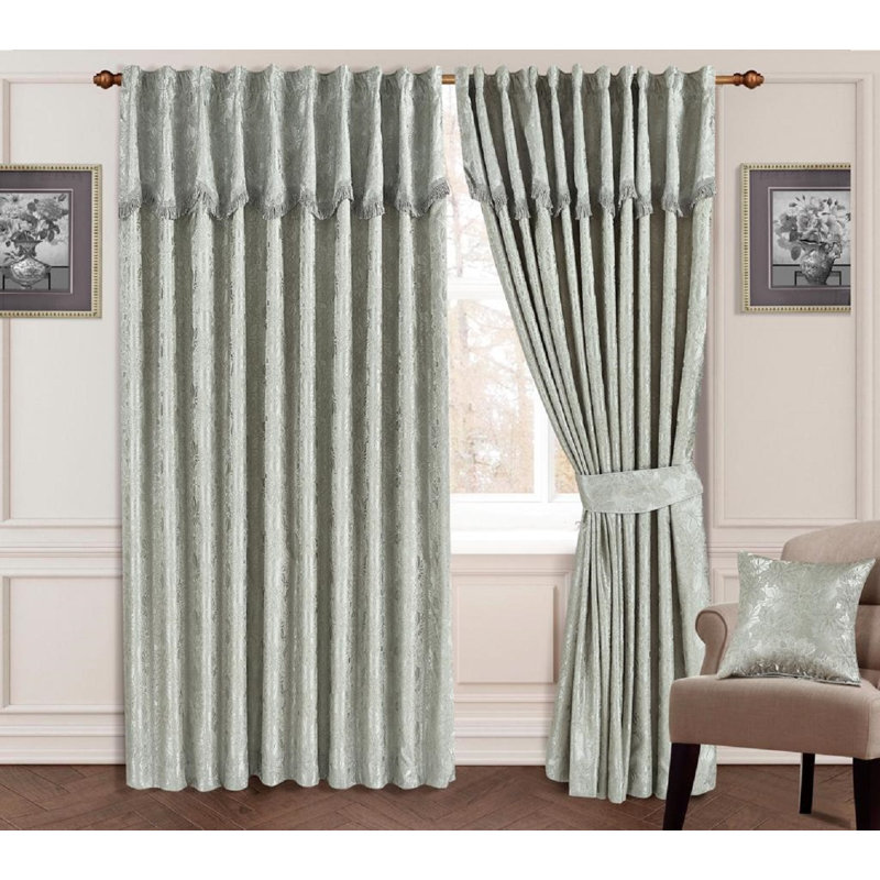 Dunaway Room Darkening Curtain Pair, 168cm Width x 137cm Drop, Silver