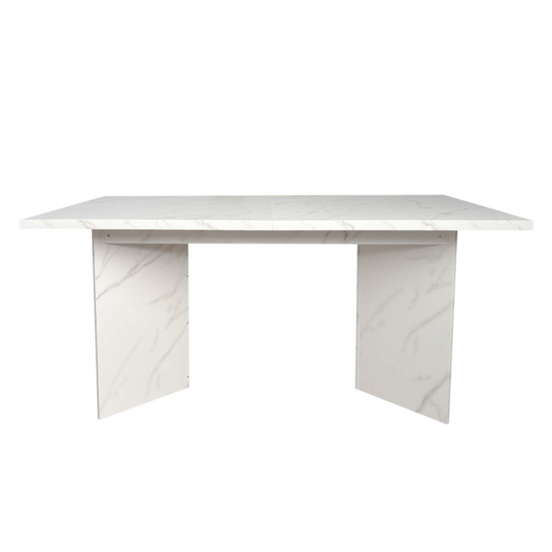 Extendable Faux Marble Dining Table for 6-10, Modern Rectangular Expandable Kitchen and Conference Table(Table Only)