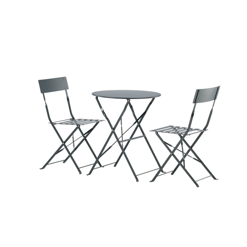 Fabriane 2 - Person Patio Dining Set with Round Table, Black