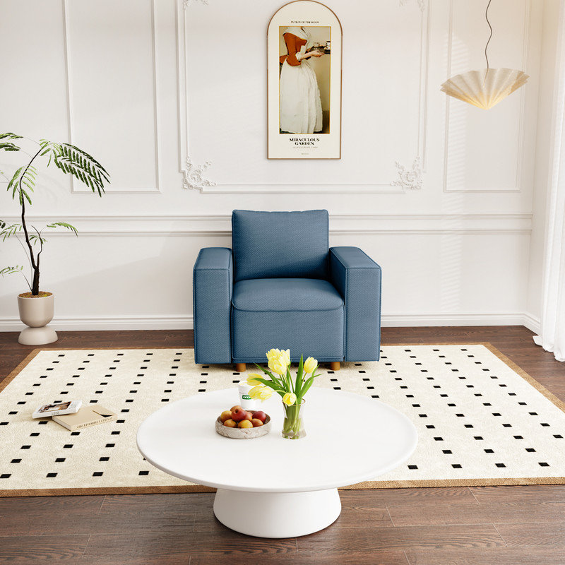 Silina Upholstered Armchair, Space Blue Linen Blend
