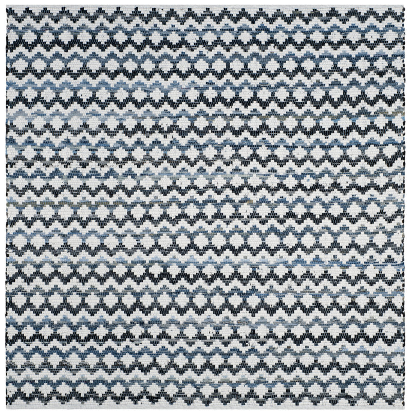 Haqeem Hand Woven Cotton Chevron Rug, Square 6'