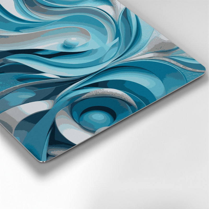 Abstrait formes 78, art mural en métal bleu, H 12 po x l 12 po
