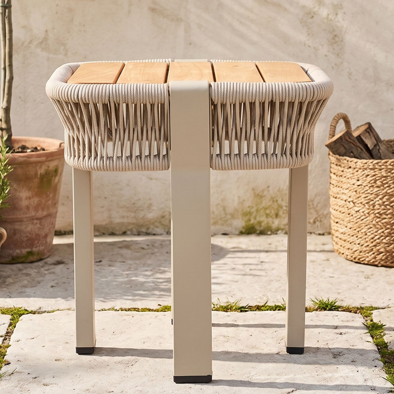Table d'appoint en bois pour l'extérieur, Teck naturel beige