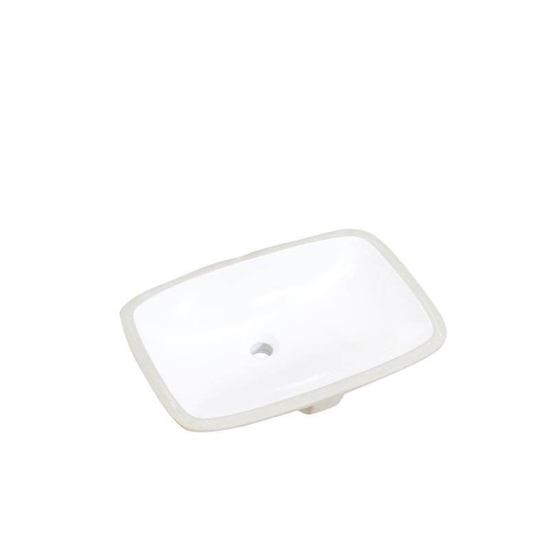 Altair 14.8'' White Ceramic Square Bathroom Sink with Overflow
