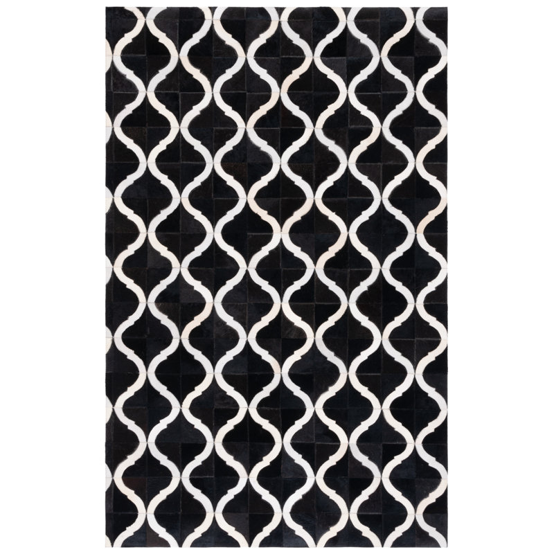 Elsey Studio Leather Hand Woven Leather With Felt Geometric Rug, Rectangle 5' x 8'