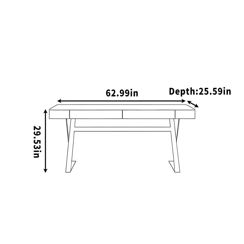 Table d'ordinateur de bureau simple, Brun, H 29,53 po x l 62,99 po x P 25,59 po