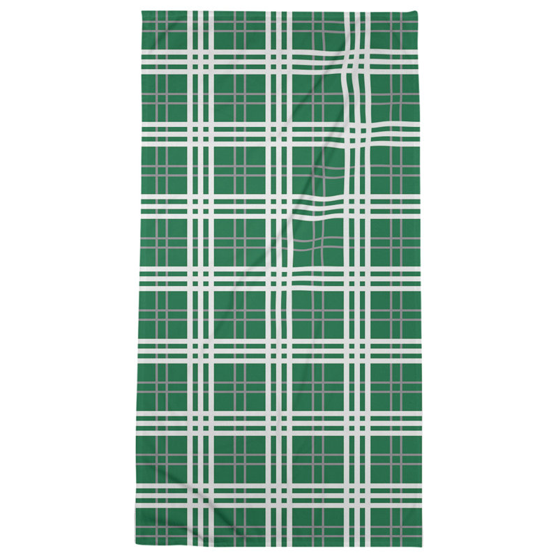 Bath Towel, Microfiber, Green/Silver/White