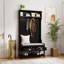 Arbre d'entrée 3 en 1 avec 2 tiroirs de rangement et 4 portemanteaux, banc de rangement pour chaussures en bois avec coussin de siège rembourré, banc de vestibule avec tablette de rangement supérieure (noir)