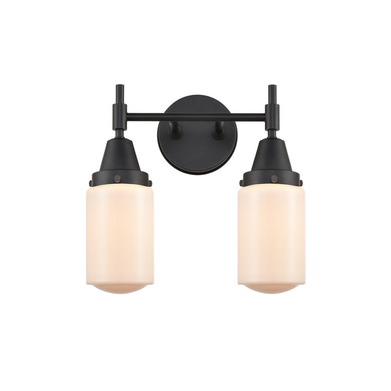 Éclairage pour meuble-lavabo à 2 lumières à intensité variable Gayle, Ampoule DEL rétro 4 watts, Noir mat, Blanc mat