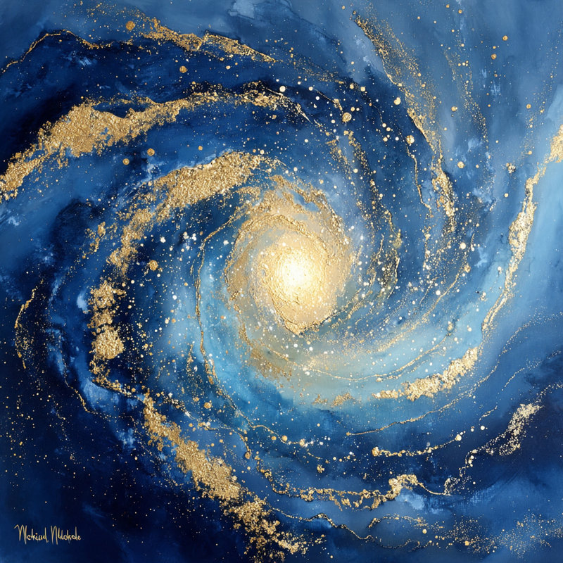 Art mural sur toile Gilded Galaxy I, H 40 po x l 40 po
