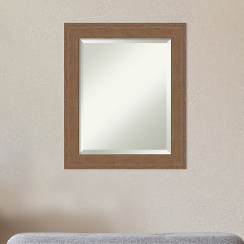 Ariele Flat Wall Mirror, 24.62" x 20.62", Distressed Brown
