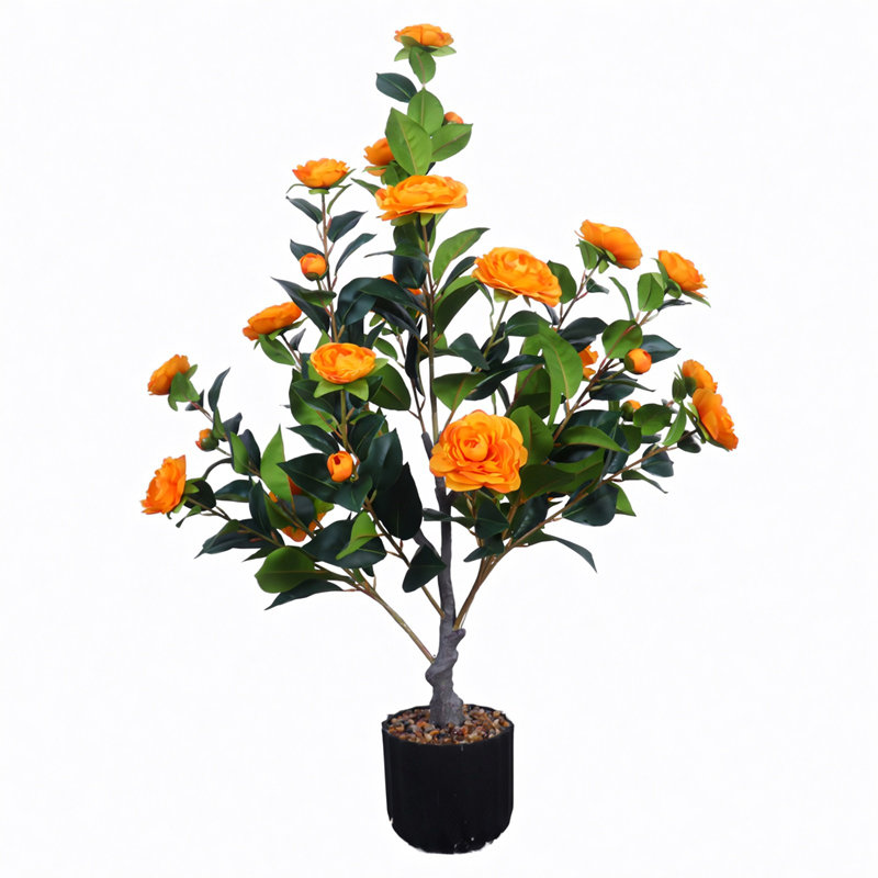 Arbre de camélia artificiel, paquet de 2
