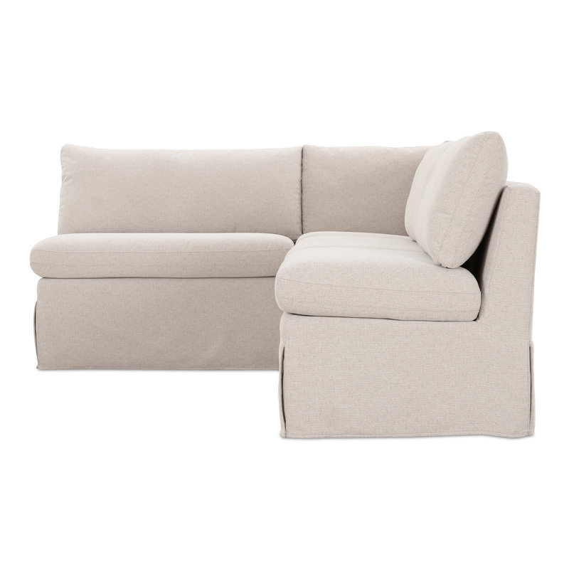 Fable Slipcover Dining Banquette U-Shape Beige 121In, L-Shape, 31.75" H x 96" W x 67.5" D