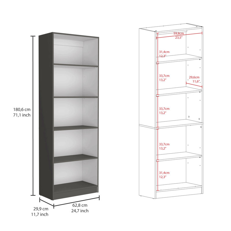 2 Piece Home Bookcase Set, 42" Wide With 10 Shelves, Living Room Set, Gray/White Matte/Multicolor
