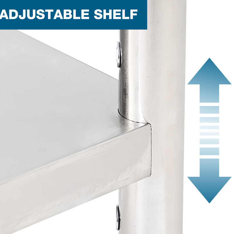Table de préparation de 24 po en acier inoxydable pour les cuisines et les maisons commerciales, hauteur de 32 po avec tablette de travail sous la tablette de 24 po x 24 po, hauteur, diverses tâches appropriées