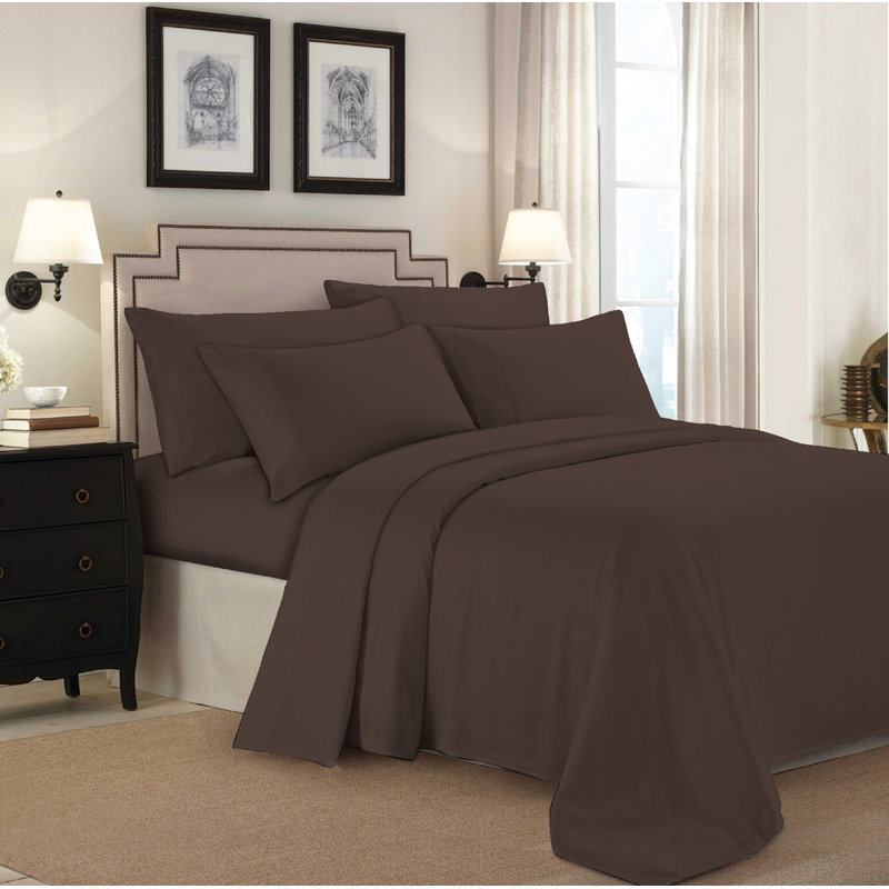 Ensemble de draps 100% coton jersey, Simple, Chocolat