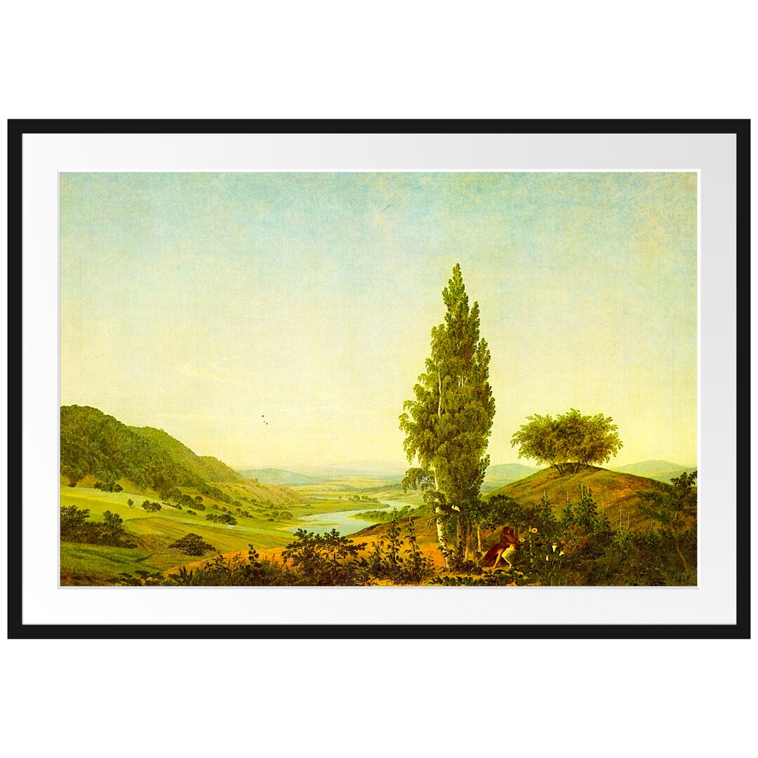 Gerahmter Kunstdruck The Summer Landscape with Love von Caspar David Friedrich