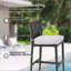 Tabouret de bar moderne en aluminium avec coussin Sunbrella (ensemble de 2)-830143394