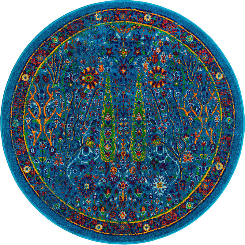 Floral Indoor Rug, Round 4'