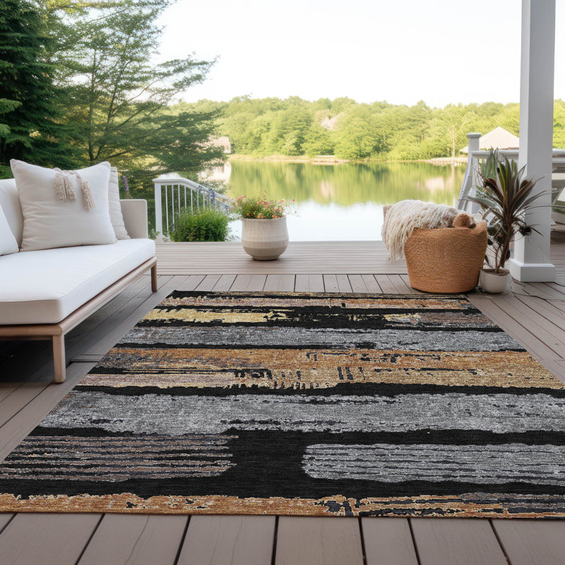 Tapis intérieur / extérieur noir Aelaris, 5' x 7'6"