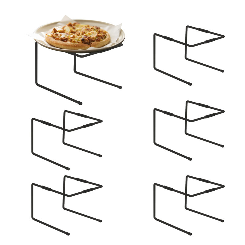 6 supports à pizza en forme de U en métal noir ou présentoirs à nourriture