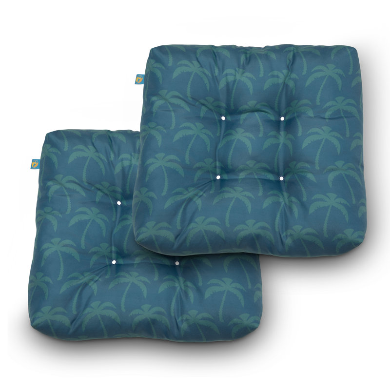 Outdoor 5'' Dining Chair Seat Cushion, Blue Oasis Palm