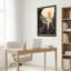 Art mural rétro sur toile avec grand soleil orange-154022341