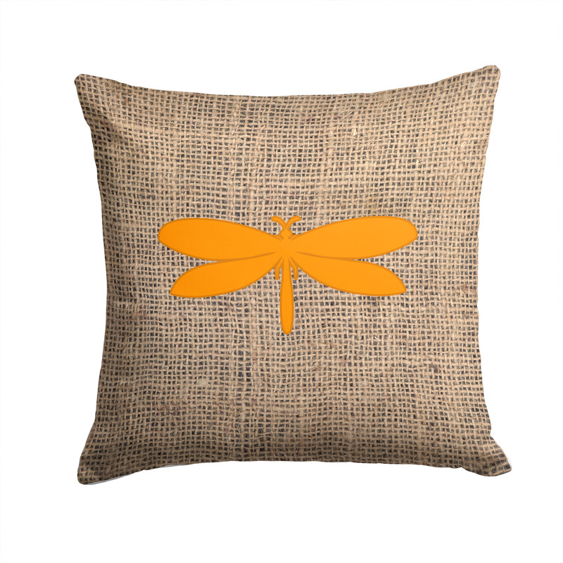 Coussin décoratif intérieur/extérieur en toile jute Moth, H 14 po x l 14 po x P 4 po, Orange