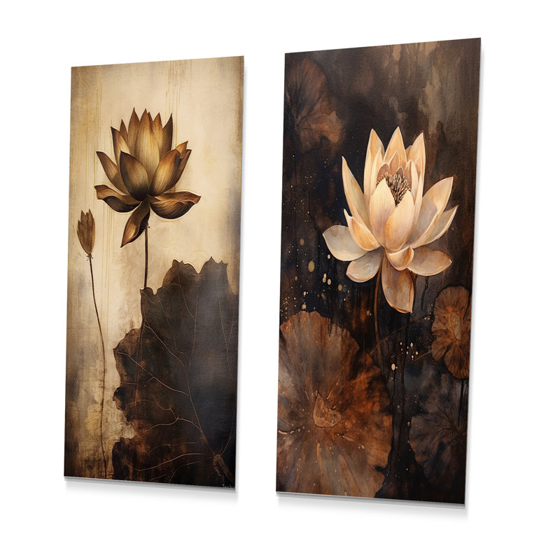 Rustic Lotus Serenity - lot de 2 lotus en métal, H 28 po x l 24 po