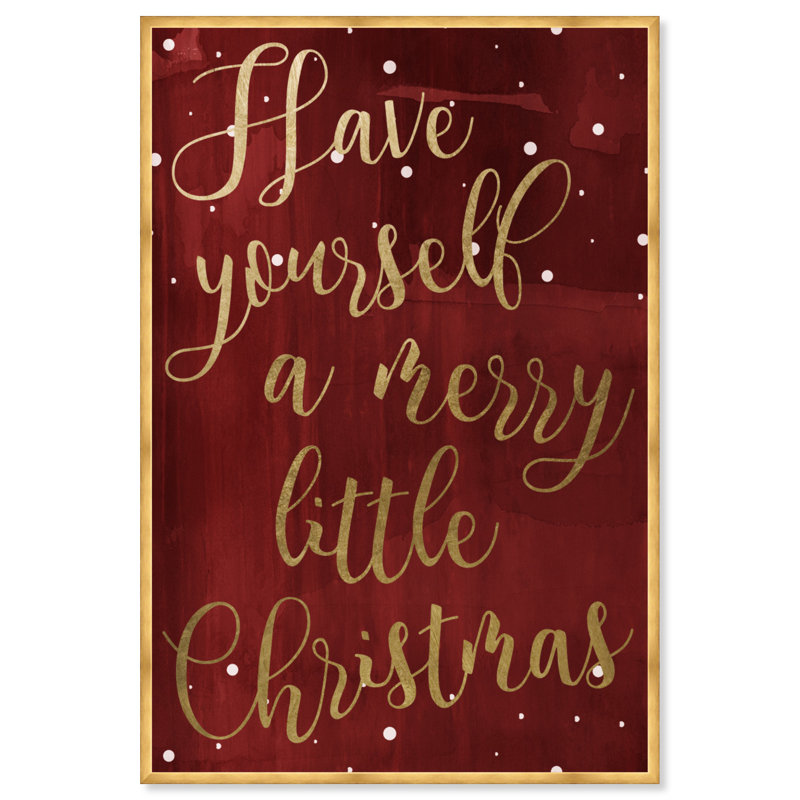 «Have Yourself A Merry Christmas», reproduction d'art textuel, Cadre flottant jaune, H 17 po x l 12 po