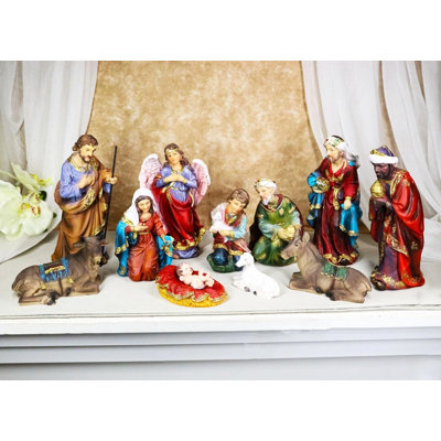 Ensemble de crèche de Noël Mary Joseph Baby Jesus 3 Wise Men Angel 11 Figurines