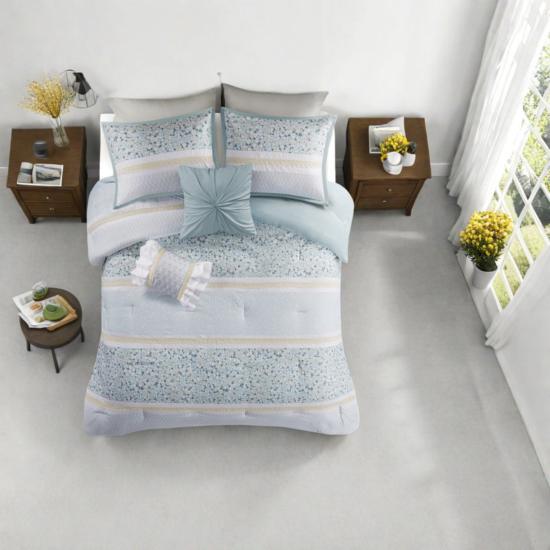 Farmhouse Aqua Bedding Sets, Polyester Comforter, Appeal