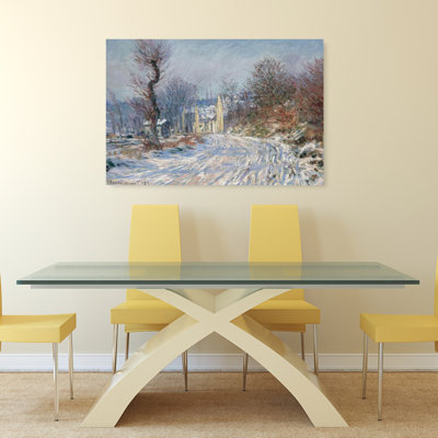 Route De Giverny En Hiver 1885 Classic Abstract Contemporary Winter Architecture Wall Art Print by Claude Monet - 1 Piece Wrapped Canvas Wall Art