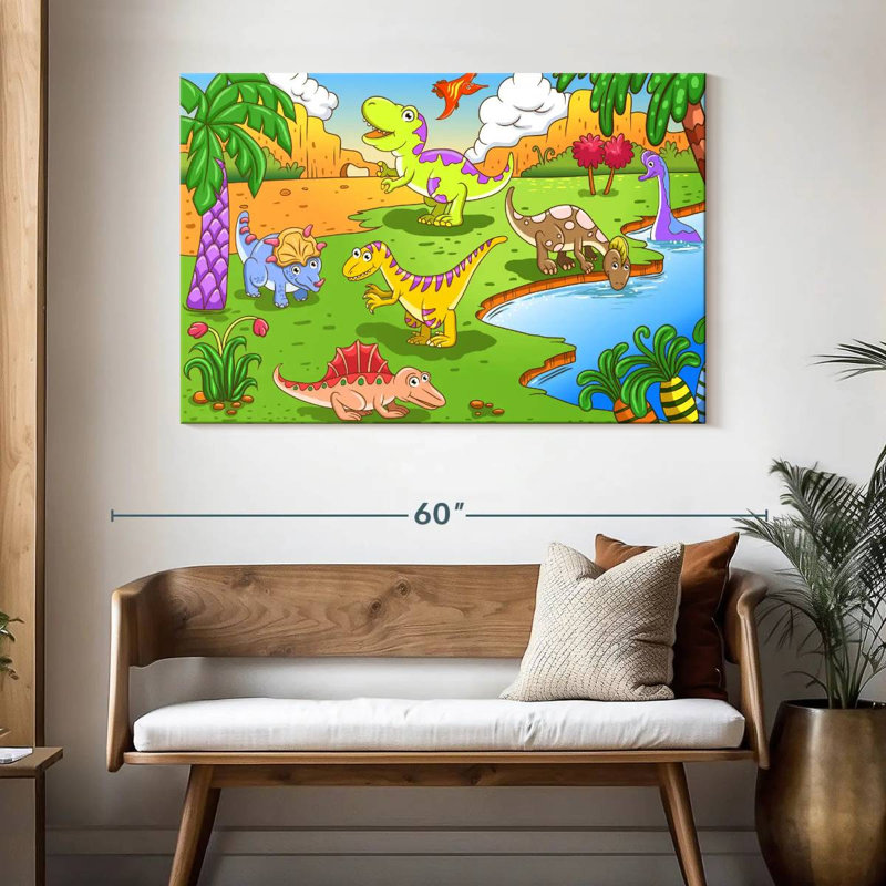 Ashelle, île des dinosaures, H 32 po x l 48 po