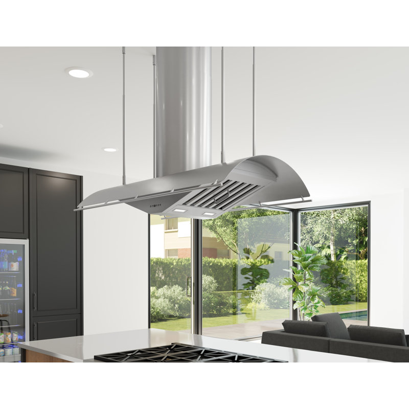 Zephyr Trapeze 60 in. Island Mount Range Hood with LED Lights in Stainless Steel, 54"