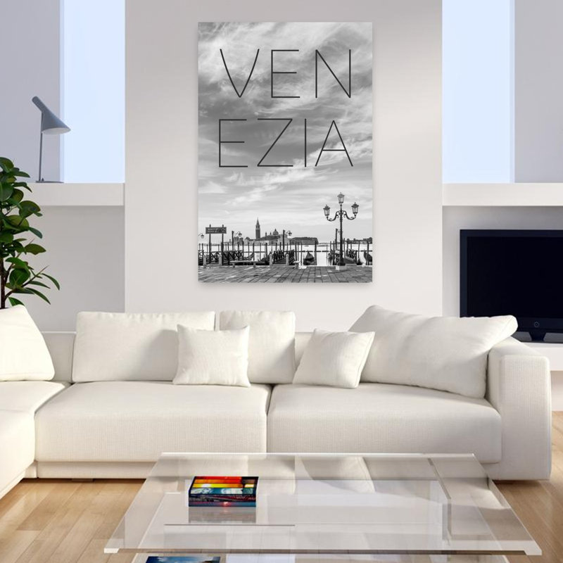 Paysage urbain de Venise, gondole, art abstrait minimaliste, art mural, 48" H x 32" W